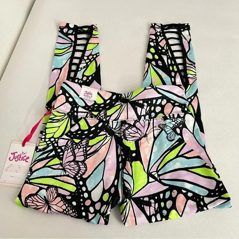 Justice Ankle Girls Butterfly Print Collection Legging Multicolored High Rise